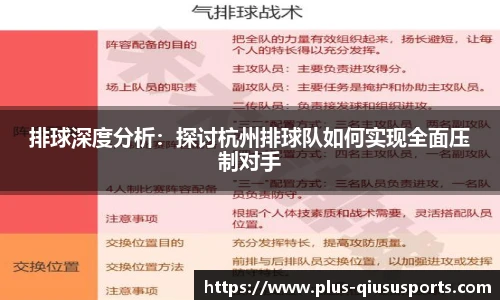 排球深度分析:探讨杭州排球队如何实现全面压制对手